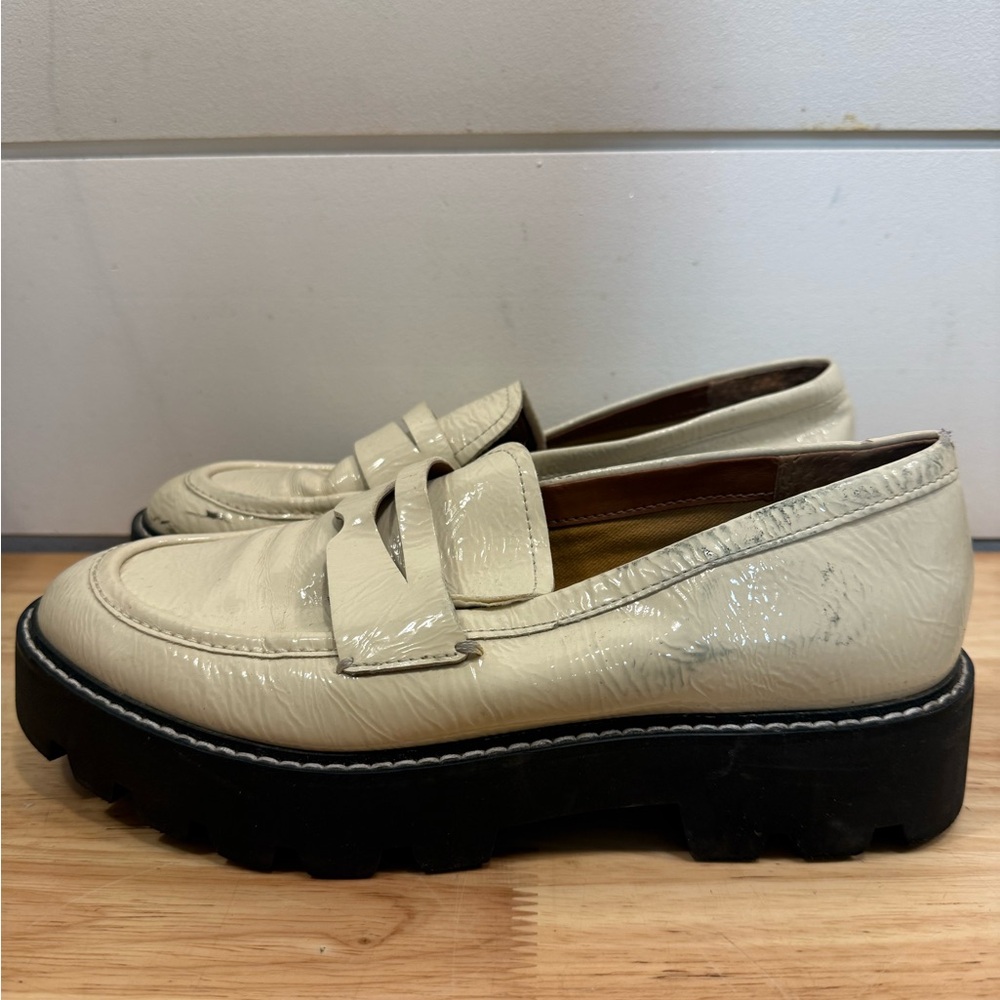 Franco Sarto Cream Platform Loafers